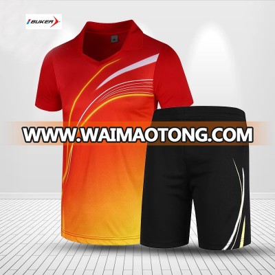 Wholesale custom table tennis uniform , blank badminton jersey ,men women badminton polo shirt+shorts